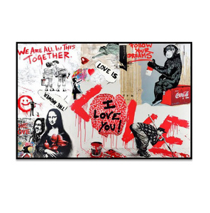  C2178 バンクシー Banksy コラージュ キャンバス ポスター 50×70cm イラスト インテリア 雑貨 海外製 枠なし A