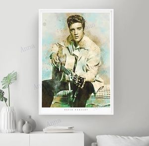  C2224 エルヴィス・プレスリー Elvis Aron Presley キャンバスアートポスター 50×70cm イラスト インテリア 雑貨 海外製 枠なし 