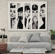  C2225 オードリー・ヘプバーン Audrey Hepburn キャンバスアートポスター 50×70cm イラスト インテリア 雑貨 海外製 枠なし _画像1