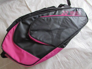  free shipping USED beautiful Yonex lakebayonex racket bag rucksack 6 pcs insertion . black / rose pink series 10780 jpy 