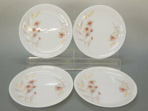 841 Colonexkoro neck s milk glass . white color flat plate plate plate floral print 4 sheets 