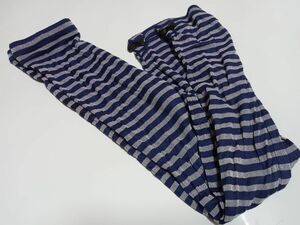 135-145　日本製　スパッツ　サイズＭ　紺色x銀色　ネイビーブルーxシルバー　裾に黒色リボン　サンエーインターナショナル