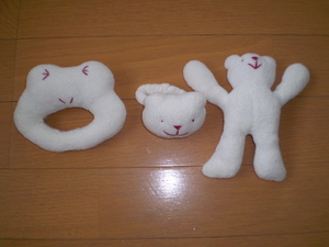 3 piece set! lovely Muji Ryohin cloth made rattle frog, bear, bear 