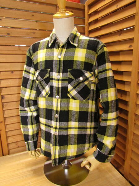 Y送料無料△195【Supreme シュプリーム】17FW AW Quilted Arc Logo Flannel Shirt 黒/黄 SIZE S