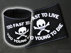 ◆British PUNK Fashion◆ロックなアクセント★ アームバンド腕章【TOO FAST TO LIVE TOO YOUNG TO DIE (BK)】送料無料