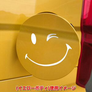 ニコちゃんステッカー♪給油口が丸い車に最適♪N-BOX・N-WGN・N-ONEに人気のスマイルウインク デカール(WHITE)