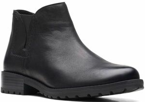 送料無料 Clarks 24cm チェルシー ブーツ ブラック チャンキー ソール サイドゴア スニーカー レザー 革 サンダル パンプス ヒール AAA105