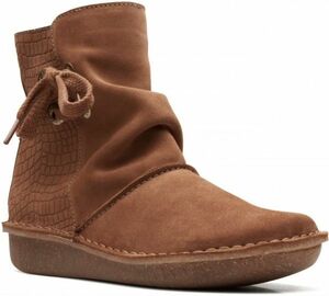 送料無料 Clarks 25.5cm ソフト ブーツ ダークブラウン ウエッジ ソフト スエード レザー 革 ゴア スニーカー パンプス ヒール AAA110