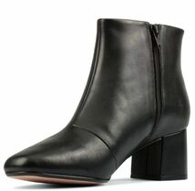 送料無料 Clarks 27cm ブーツ ジッパー チャンキー ヒール サイドゴア ブラック 黒 レザー 革 スニーカー パンプス ヒール AAA109_画像5