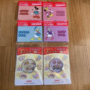 キリンビバレッジ☆ディズニー2連メモ帳×4冊☆缶コースター二つセット☆未使用☆B