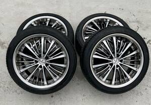 【千葉発】19x8.5J +38 5穴 114.3◆RAYS BLACH FLEET V350◆中古 タイヤホイール セット19インチ 4本★インチアップ