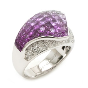 【新品仕上げ済み】ファッションリング 指輪 ダイヤモンド D0.90ct ピンクサファイア 4.48ct K18WG #55