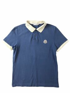 (D) MONCLER モンクレール 襟ロゴ 半袖 ポロシャツ S ライトブルー