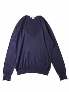 (D) 英国製 JOHN SMEDLEY ジョンスメドレー コットン ニット M パープル セーター