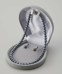  сделано в Японии формальный gray pearl колье серьги 2 позиций комплект с футляром церемония окончания входить . тип входить . тип 301-50