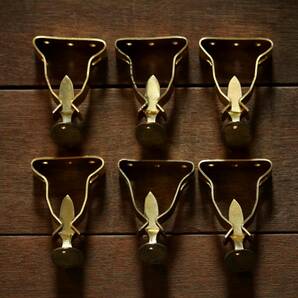 デッドストック 真鍮 戸当り 6個 / ドアストッパードアホルダーヴィンテージ古道具扉金具金物の画像1
