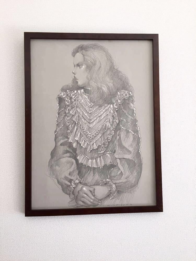 [Haruo Ishizaka] 5 types of designs Scenery with a Woman Series 1 Beautiful woman drawing Pencil drawing Painting Printed material Yahoo Auctions only Acrylic board framed 49.3 x 37 cm Different patterns available, artwork, painting, portrait