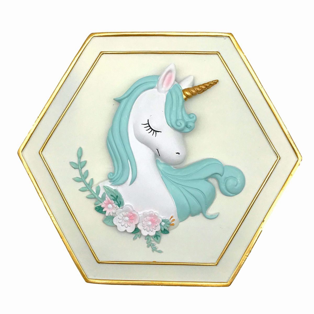 Objet à suspendre au mur, licorne, couleur pastel, conte de fée hexagonal (blanc), œuvres faites à la main, intérieur, marchandises diverses, ornement, objet