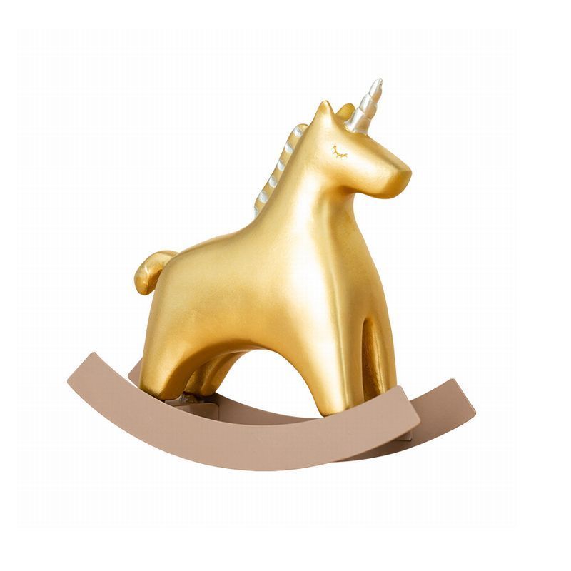 Kleine Einhorn-Schaukelpferdfigur (Gold), Handgefertigte Artikel, Innere, Verschiedene Waren, Ornament, Objekt