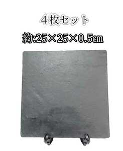 岩黒①)4枚 黒プレート 長角中皿 平長角皿 寿司皿 前菜 盛り皿 盛り合せ コース料理 角皿 レストラン 陶器 和食器 お皿 皿 料亭221129(L1-1