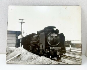 【D51 303 鉄道白黒写真 木製パネル】蒸気機関車/D51型/約横53cmx42cm/SL/国鉄/昭和レトロ/趣味/コレクション/N411-209