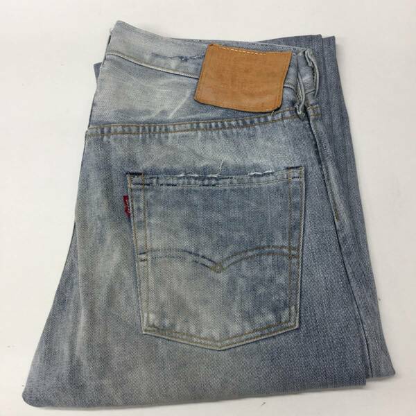 日本製 00s Levi's リーバイス 66501 USED加工 デニムパンツ BIGE W31 赤耳 501