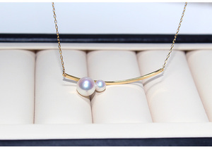 K18YG yellow gold ... pearl Akoya necklace pendant Smile 2. pearl pearl 18K twin pearl .. Smile necklace 