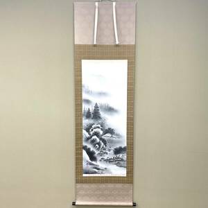 Art hand Auction ★Closing sale! ★Sold out for 1 yen! ★Can be shipped together ★Hanging scroll ★Tamamine ★Ink landscape ★Authentic work ★Comes with box ★Authenticity guaranteed ★182×52.5 ★Long-term storage item, painting, Japanese painting, landscape, Fugetsu