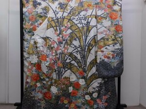 Art hand Auction Furisode lined kimono, beautiful hand-painted Yuzen, Rakufu special selection P11535 c, fashion, Women's kimono, kimono, Long-sleeved kimono