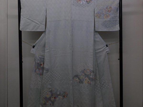 호몬기 안감 손으로 그린 유젠 천, 라쿠후 특선 P11326c, 여성 기모노, 키모노, 나들이옷, 기성품