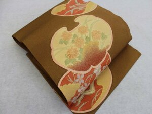 Art hand Auction Nagoya obi, hand-painted yuzen silk crepe, unused, ready-made item, lwt, Rakufu special selection P2009, band, Nagoya Obi, Ready-made