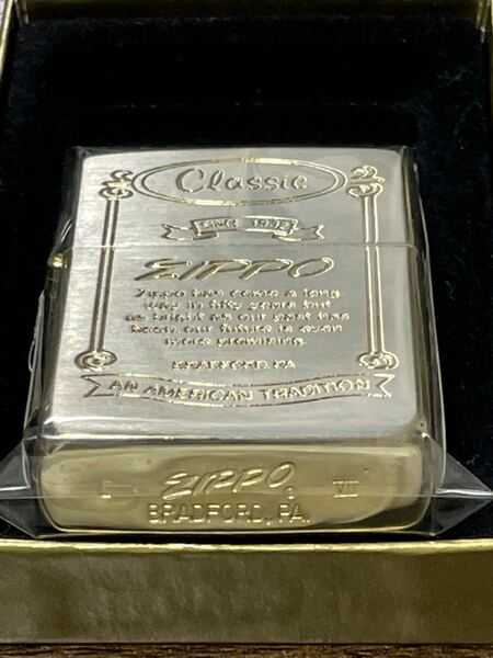 zippo 底面斜体 ロゴ 4面 ゴールド 筆記体 シルバー 年代物 1991年製 SINCE 1932 Classic TRADITION 希少刻印 デットストック