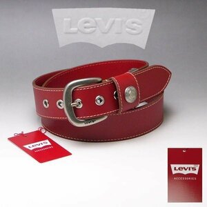 ベルト LEVI'S 本革 リーバイス 牛革 メンズベルト 40mm 6091 レッド 新品 本物 ロゴ入りバックル