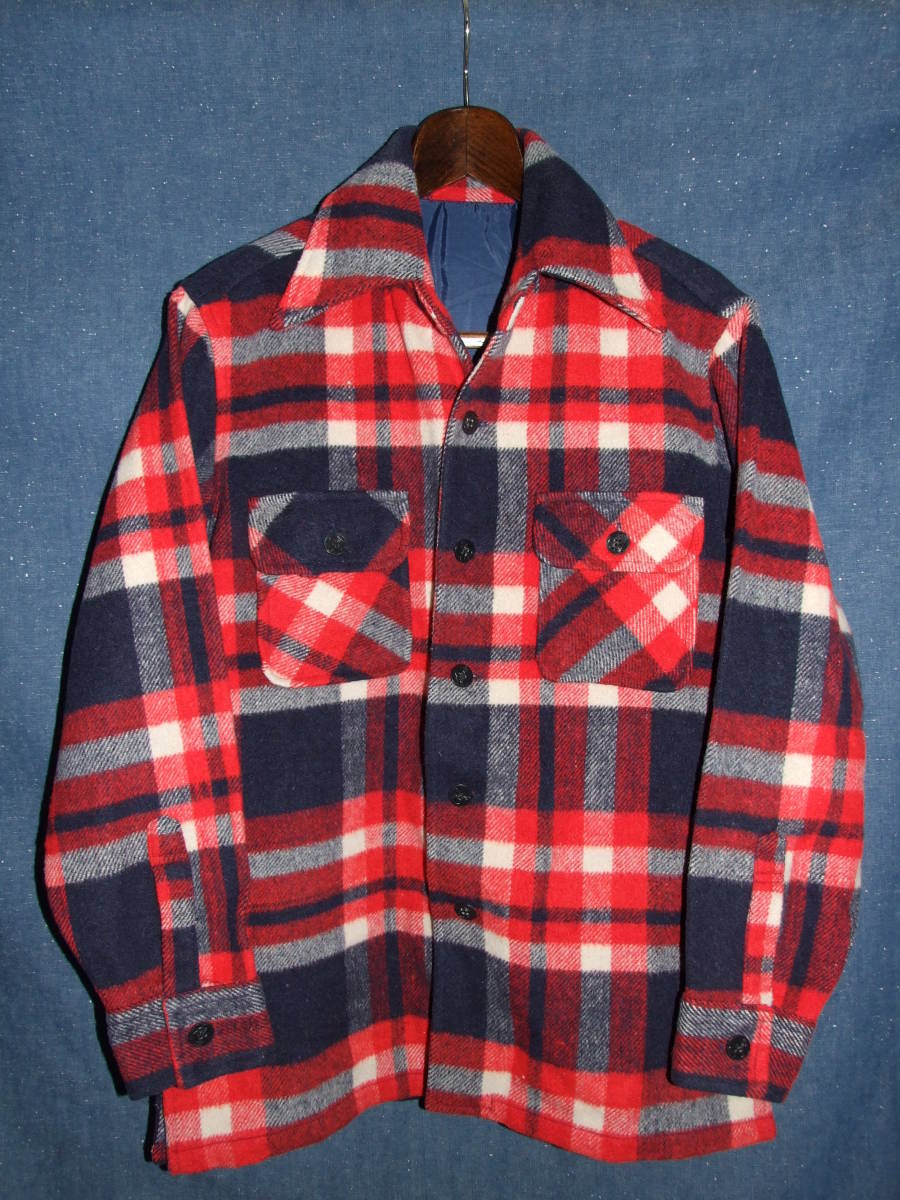 TMT 16AW メルトン ウール チェック CPOジャケット 赤 レッド S