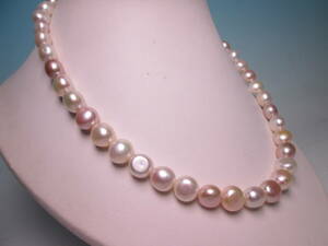 *SILVERbook@ pearl .. paste pink color fresh water pearl. necklace 57,06g