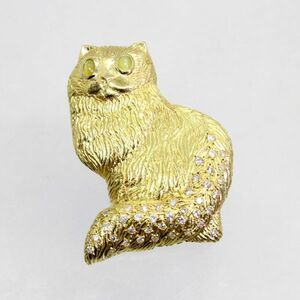 ◎中古美品◎１８金　ダイヤ　0.40ct　猫デザイン　ブローチ兼ペンダント