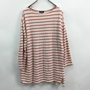 PART2 BY JUNKOSHIMADA/ part 2BY Junko Shimada long sleeve T shirt stripe pattern cotton white orange beige size 3L lady's 