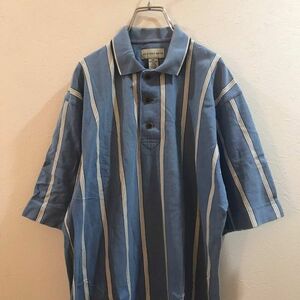CUTTER&BUCK/カッター＆バック 半袖 ポロシャツ　ゴルフシャツ ストライプ柄 ブルー 水色 メンズ S