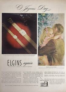 稀少・時計広告！1940年代エルジン 時計広告/Elgin Watches/クリスマス/Q