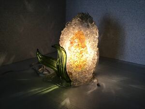 OZAWA テーブルランプ 花　アクリル樹脂　植物　インテリア　高約24cm 横約25cm 照明器具　スタンドライト 中古