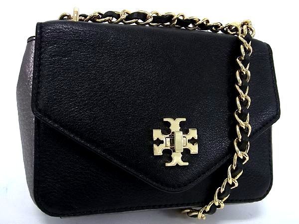 1円 ■美品■ TORY BURCH トリーバーチ レザー チェーン ショルダーバッグ ミニバッグ 肩掛けかばん レディース ブラック系 BB4550Cf