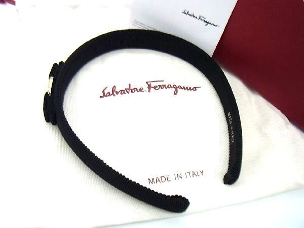 中古 良品 Ferragamoフェラガモ カチューシャ ピンク ヴァラ リボン