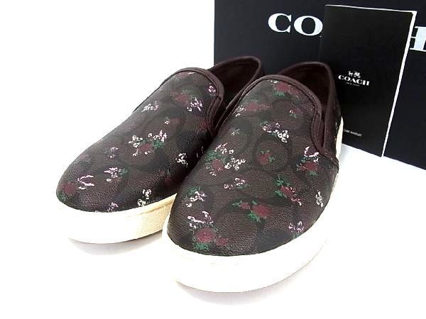 美品☆COACH・レディース レザー FLORAL ハイカットスニーカー(7B