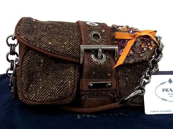 ヤフオク! -「プラダ ツイード バッグ」(ショルダーバッグ) (プラダ