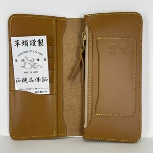 革蛸　台形ロングウォレット　プレミアムタイプ　長財布　キャメル/イエローステッチ　正規品