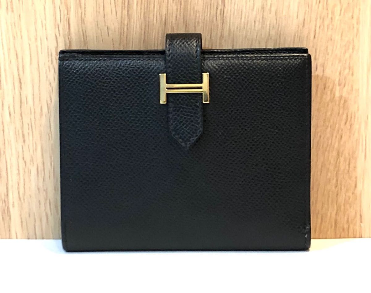 未使用☆正規品 エルメス HERMES 折財布 ベアンコンパクト ブルーフランス ブルー 青 ヴォーエプソン ゴールド金具 限定 レア レディースファッション 財布