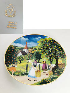 ◆◇R4453) 　西ドイツ製　VINTAGE KUNST KRONACH Hummendorf Kronach　Hand Painted Plate◇ｖ