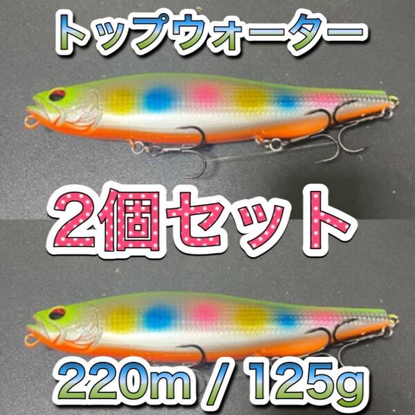 ビッグベイト トップウォーター220mm/125g コットン2個 メガドッグ、アマゾンペンシル好き シーバス、ブラックバス 風