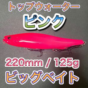 ビッグベイト トップウォーター220mm/125g ピンク　メガドッグ、アマゾンペンシル好き！シーバス、ブラックバス　風