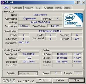 INTEL Celeron 900 MHz FC-PGA (Socket370) ★中古正常品★